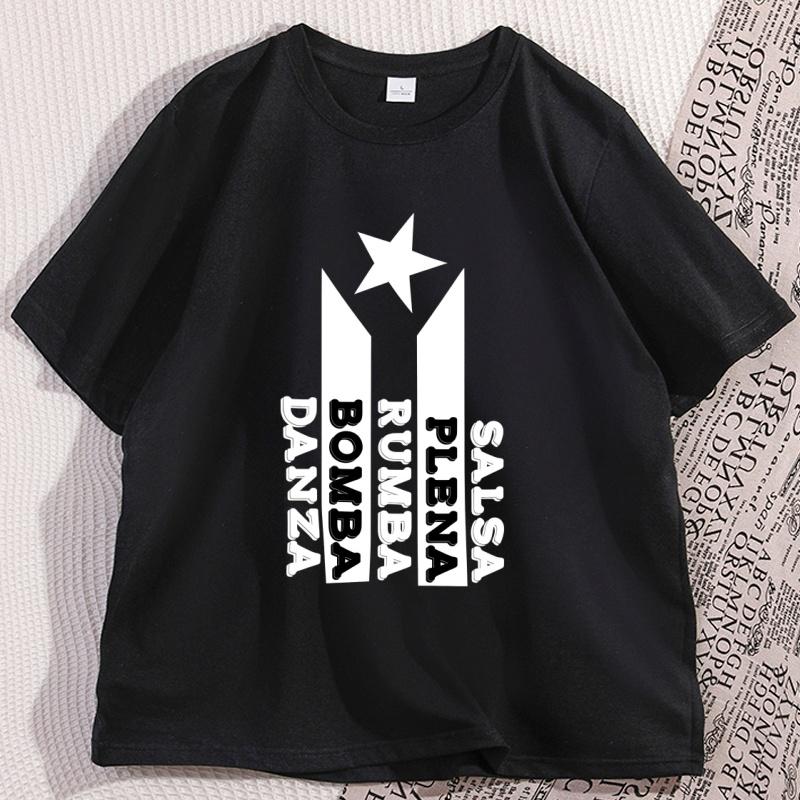 Salsa Plena Rumba T Shirt Men Women Puerto Rico Flag Tshirt Latin Music Lover TShirts Cotton Short Sleeve Round Neck Clothes