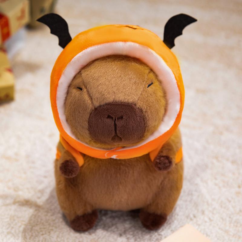Favorite Toy Unisex Kids Pumpkin 25Cm Kawaii Halloween Headgear Capybara Plush Toys Cute Stuffed Devil's Headgear Capibara Doll Birthday Gifts For Kids