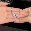 Diamond-encrusted Butterfly Magnetic Suction Stacking Multi-layer Necklace Niche Cold Wind Design Pendant Collarbone Chain High-end Neck Chain Female