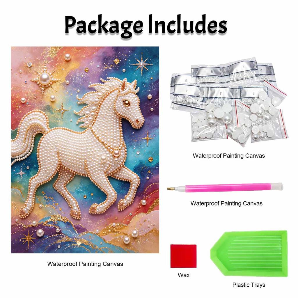 Kit Cavallo Maestoso Perla 5D Fai da Te Arte con Strass Artigianato per Decorazione Scrivania Casa Regalo Rilassante Fatto a Mano