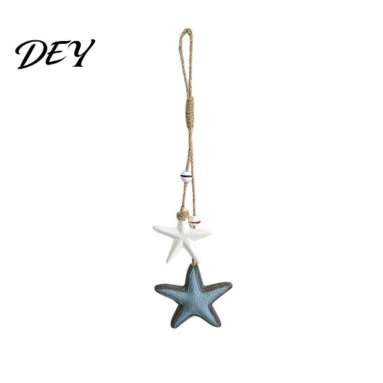 Wooden Ocean Hanging Ornament Starfish Decoration, Nautical Coastal Wall Ornament, Seaside Inspired Decor Theme Art for Home Beach Lake House