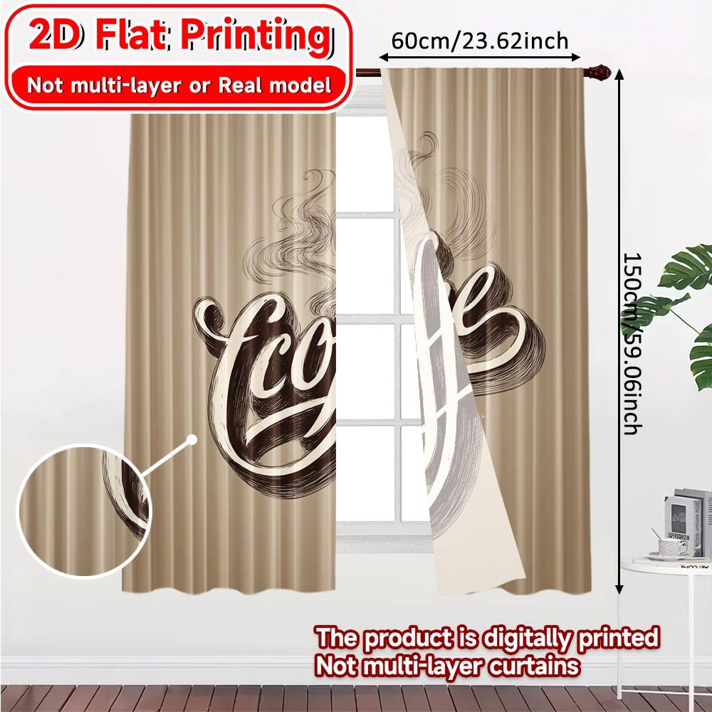 Flat Printing Coffeewhirl Curtain Fabric Versatile Curtains Gifts Bedroom Living Room Study Set Of 2 Modern Made Polyester Washable Ready