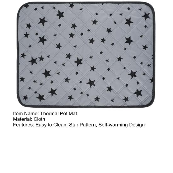 Self Warming Pet Mat Star Pattern Thermal Cat Mat Dog Crate Pad with Anti Slip Backing Washable Warm Pee Pad for Indoor Dogs Cats Couch Floor Use