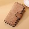 Handheld Three Folding Wallet Frosted PU Leather Coin Purse Simple Credit Card Bag  Female
