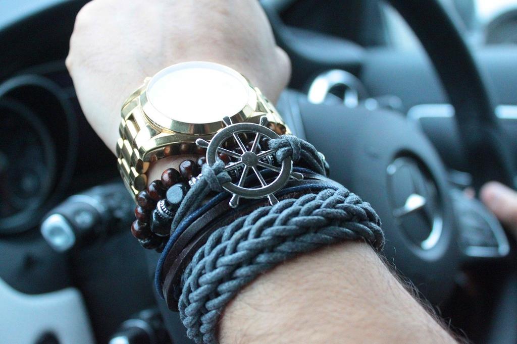 Mens Bracelet Sets – Metal & Leather (asst)
