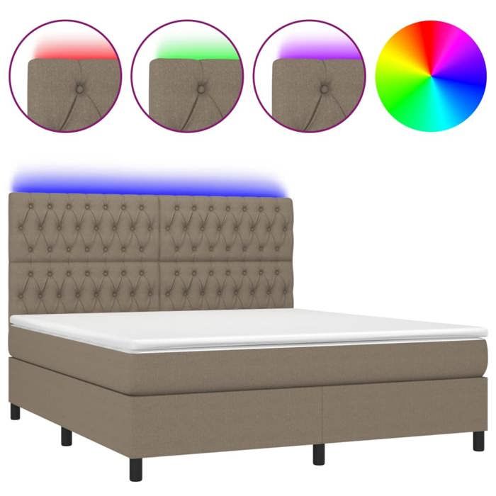 Maison Exclusive - Sommier à lattes de lit et matelas et LED Taupe 160x200cm Tissu
