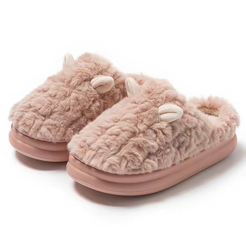 

Хлопковые тапочки осень и зима термосумка и 2025 новые домашние комнатные на толстой подошве плюшевые парные хлопковые туфли 40-41 розовый