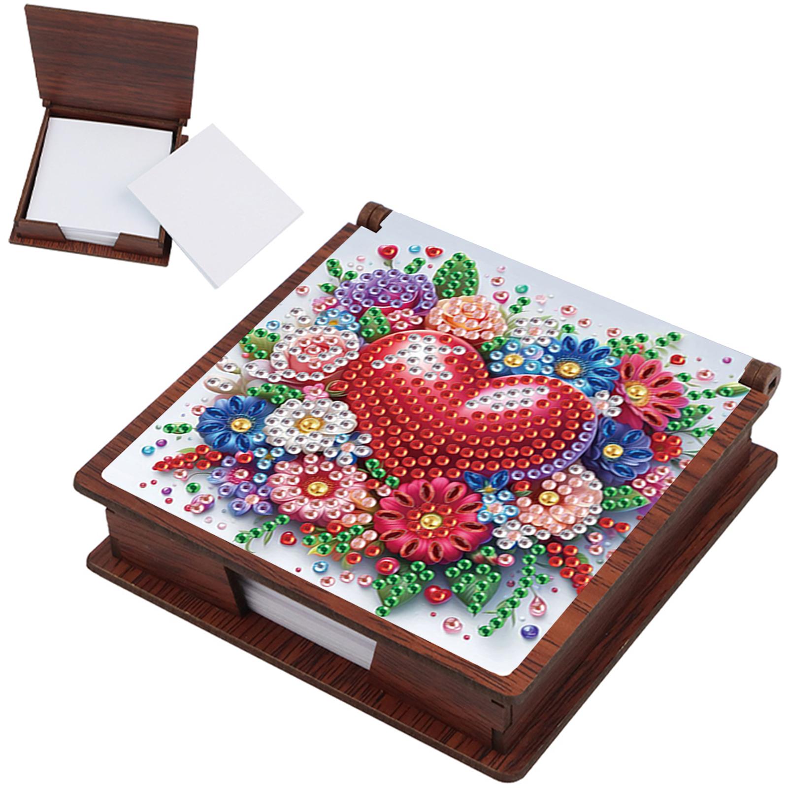 

Wooden DIY Sticky Note Holder Diamond Art with 160 Papers Diamond Painting Memo Pad for Home Office and School Supplies