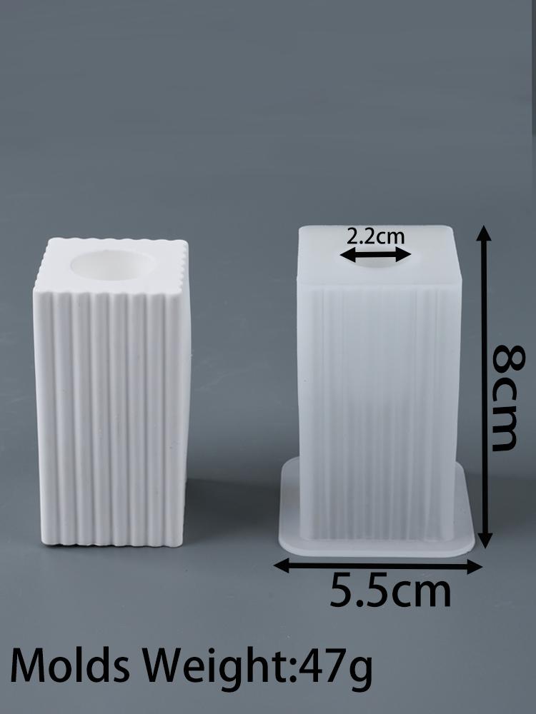 Square Striped Candle Holder Silicone Mold DIY Nordic Candlestick Ornament Making Plaster Resin Craft Casting Molds Home Decor