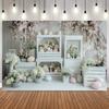 Spring Easter Floral Bunny Pink House Colorful Eggs Dessert Photography Background Kids Party Portrait Home Decor Photo Backdrop15