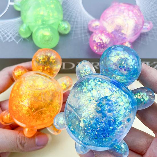 Glitter Cartoon Animal Sensory Fidget Toy for Adults Kids Cute Pig Duck Turtle Squeeze Toy for Stress Relief Easter Basket