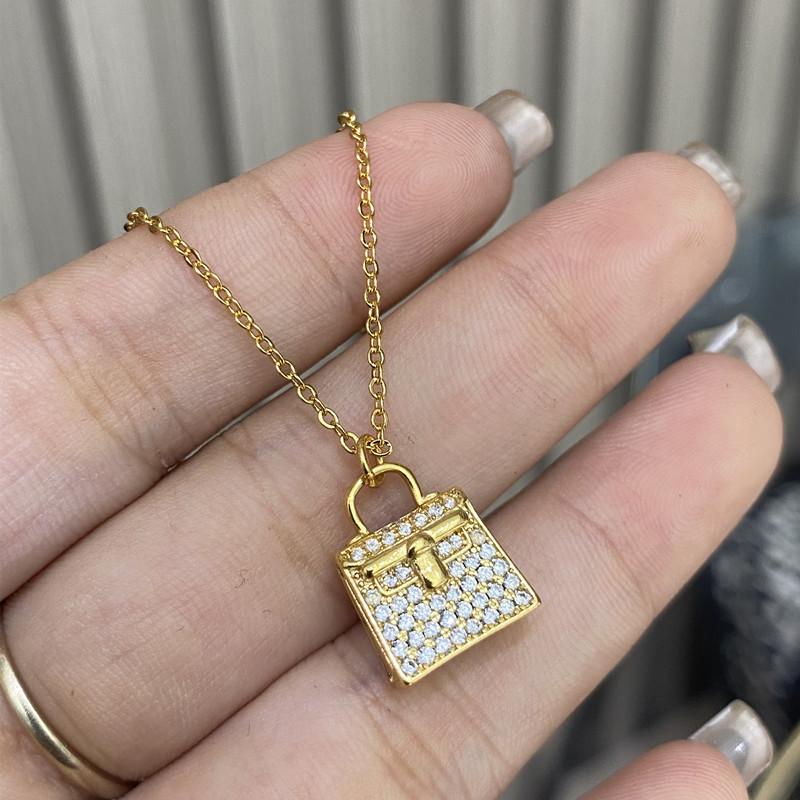 New Seiko full diamond H letter bag necklace, collarbone chain
