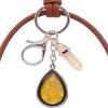 Natural Stone Crystals Teardrop Shape Photo Locket Keychain Featuring Diamonds Cut Designs for Sentimental Gifts