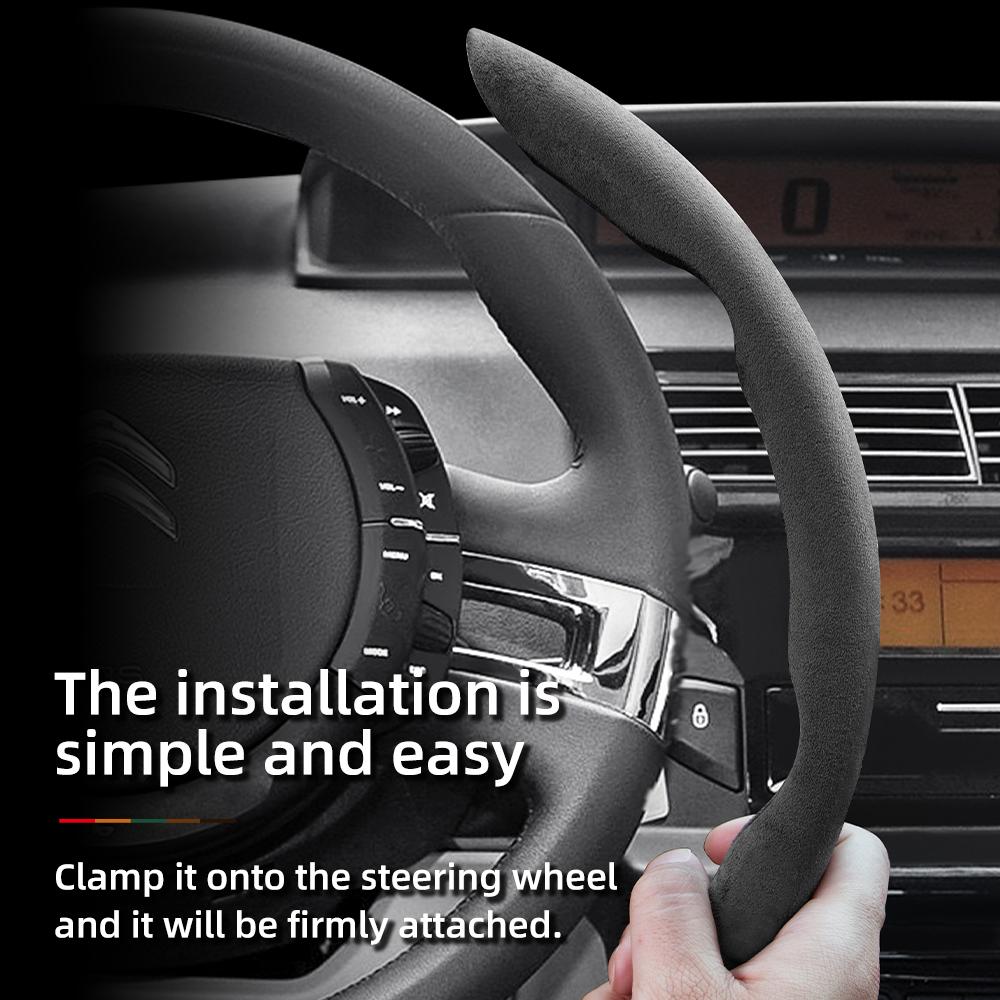 Suitable for Citroen Anti-Slip Buckle Segmented Suede Steering Wheel Cover, Anti-Slip and Durable, for C3 C4 X Berlingo C5 Aircross Jumper Spacetourer