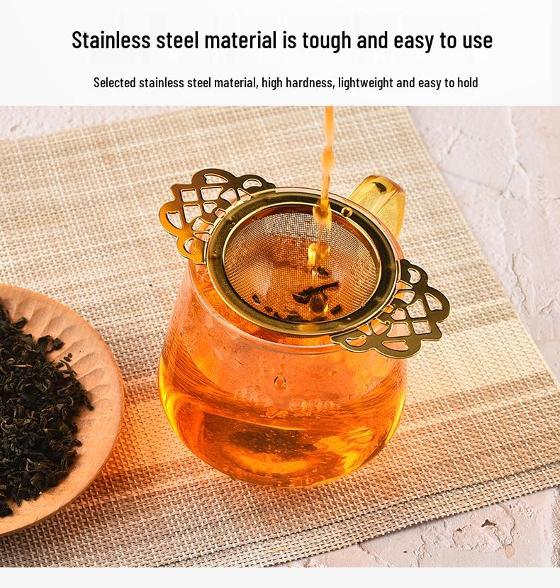 304 Stainless Steel Long Handle Tea Infuser with Double Ear Mesh Strainer Basket