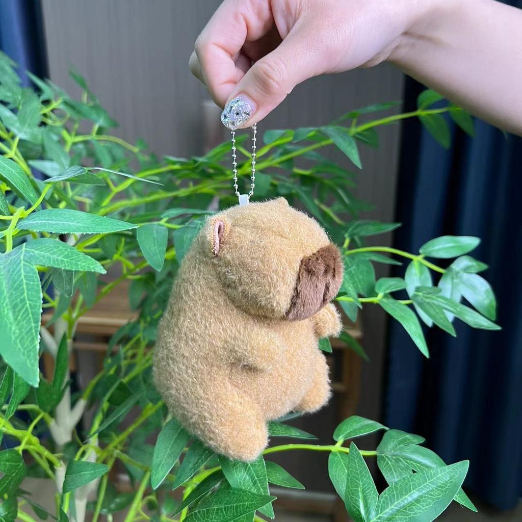 Capybara 11cm Fashionable Plush Keychain With Adorable Strawberry Hat Great Personalization For