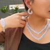 Jewelry Luxury Noble Full Diamond Necklace Earrings Bracelet Ring Four Piece Chain Bridal Wedding Dress Jewelry