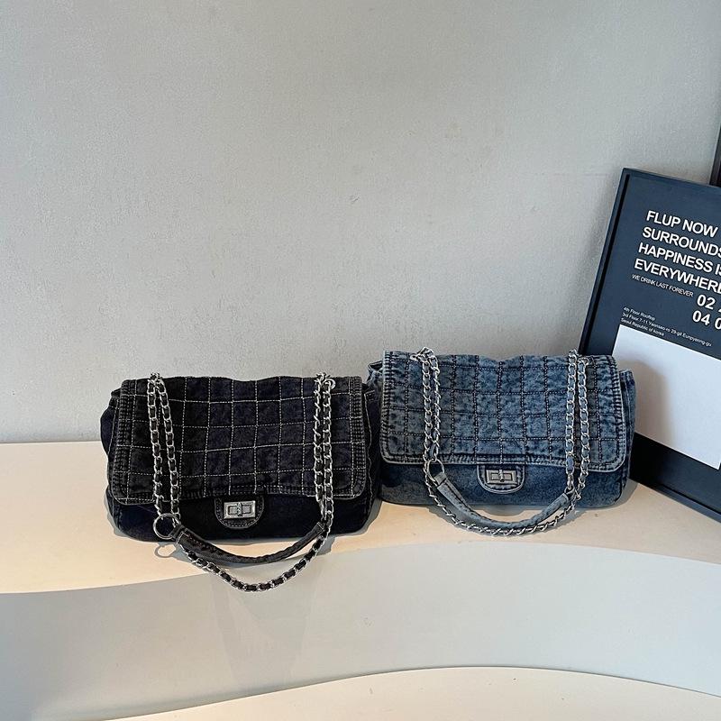 Geantă Tote de Umăr cu Lanț din Denim de Capacitate Mare pentru Femei, Geantă de Mână de Navetă High-End 2025