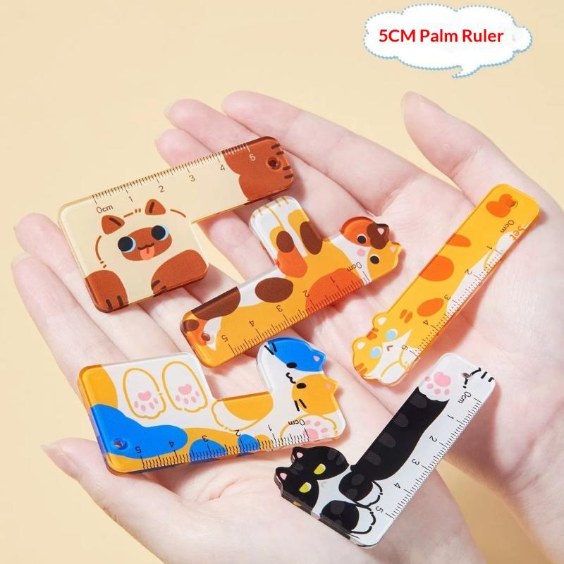 Cute Cartoon Animal Cat Dog Ruler Mini 5cm Portable Stationery Ruler Pendant Backpack Charm Student Prize Student Reward Gifts