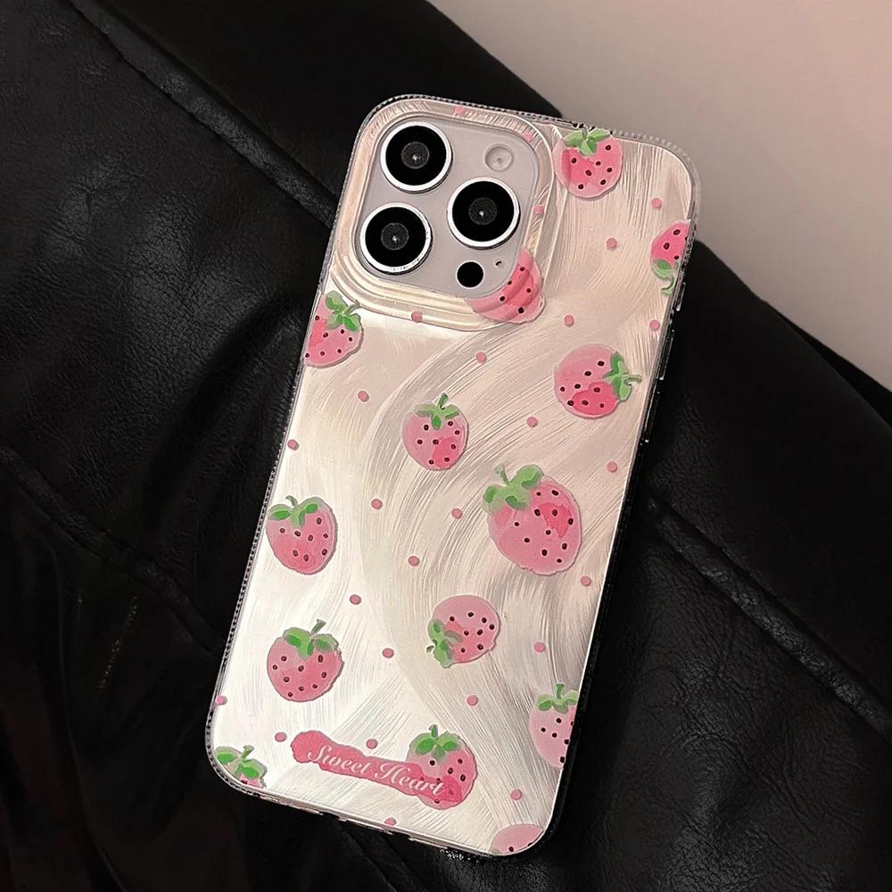 Pink Strawberry Phone Case For IPhone 17 Air 16 15 14 13 12 11 Pro Max Cover For IPhone 16 15 14 Plus Case Cover Funda Bumber
