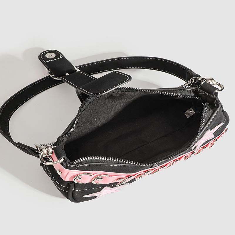 Vintage Koreanisch Lässig Niedlich Silber Y2k Stern Schultertasche Unterarm Tragetasche Damen Umhängetaschen PU Leder Damen Geldbörsen Handtaschen Neu