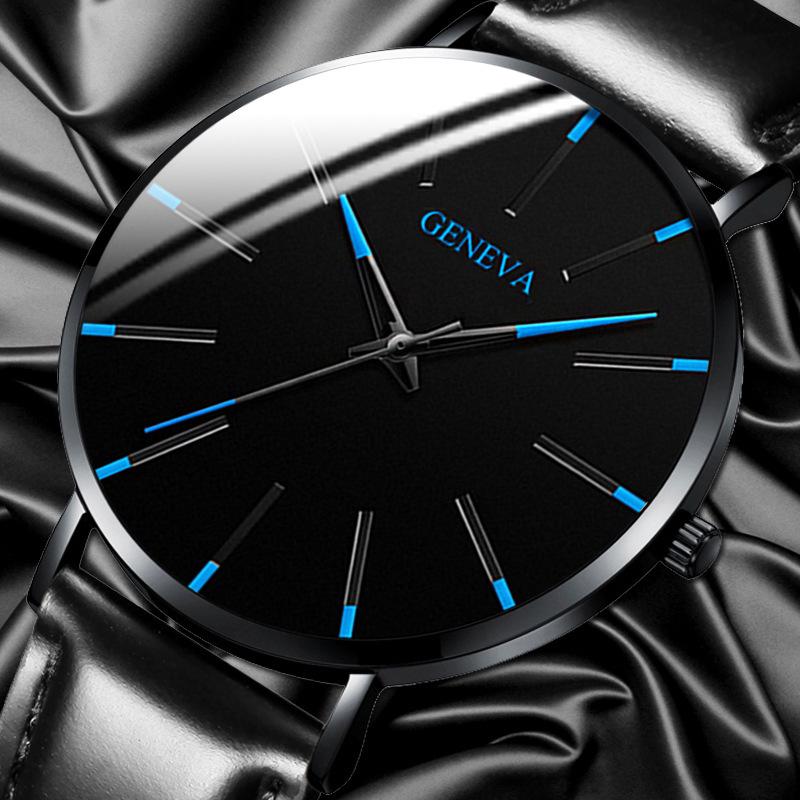 Geneva Fashion Men'S Leather Quartz Watch Casual Business Men'S Watch Slim Watch