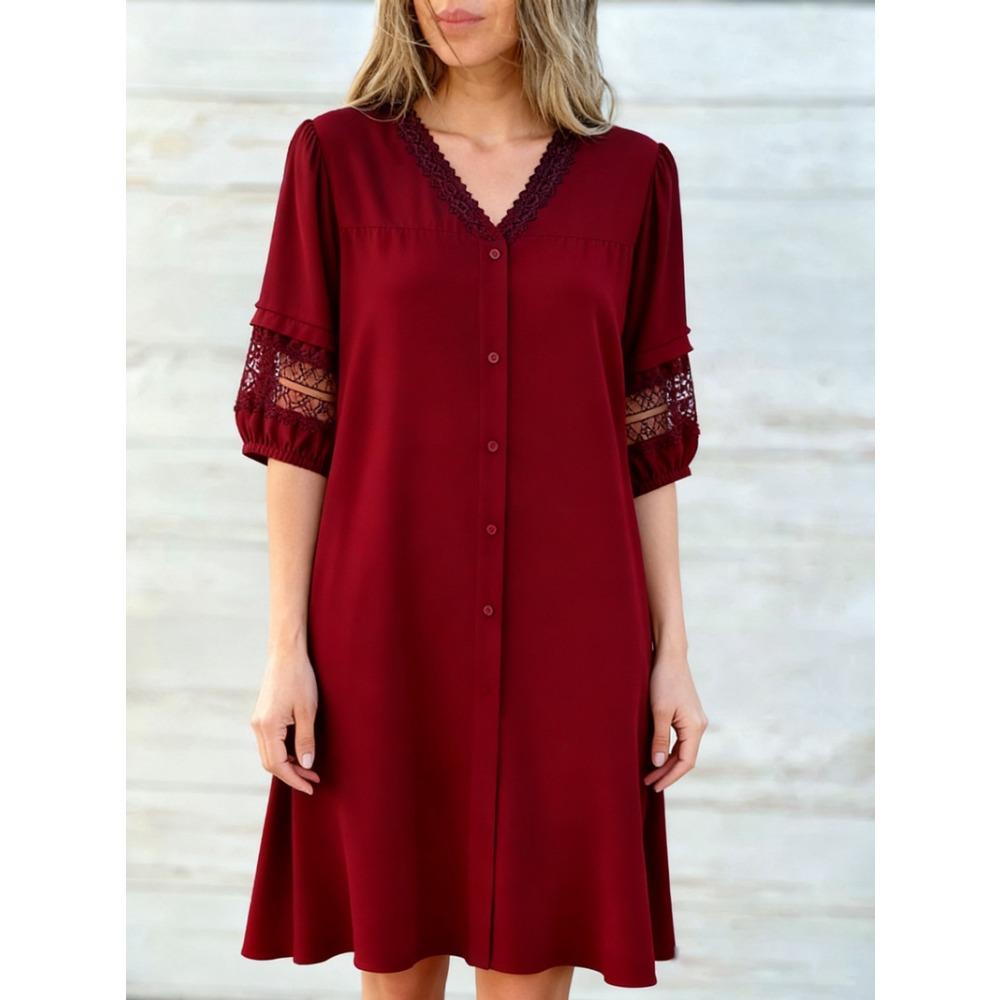 

Large Size Dress for Women, New Summer Style, Mid-length, Loose-fitting, Long Dress 4XL бордовий