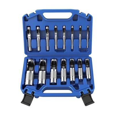 Professional High Carbon Steel Hole Punch Kit 15 Size For Watch Band Leather Plastic Paper DIY Projects with Storage Box