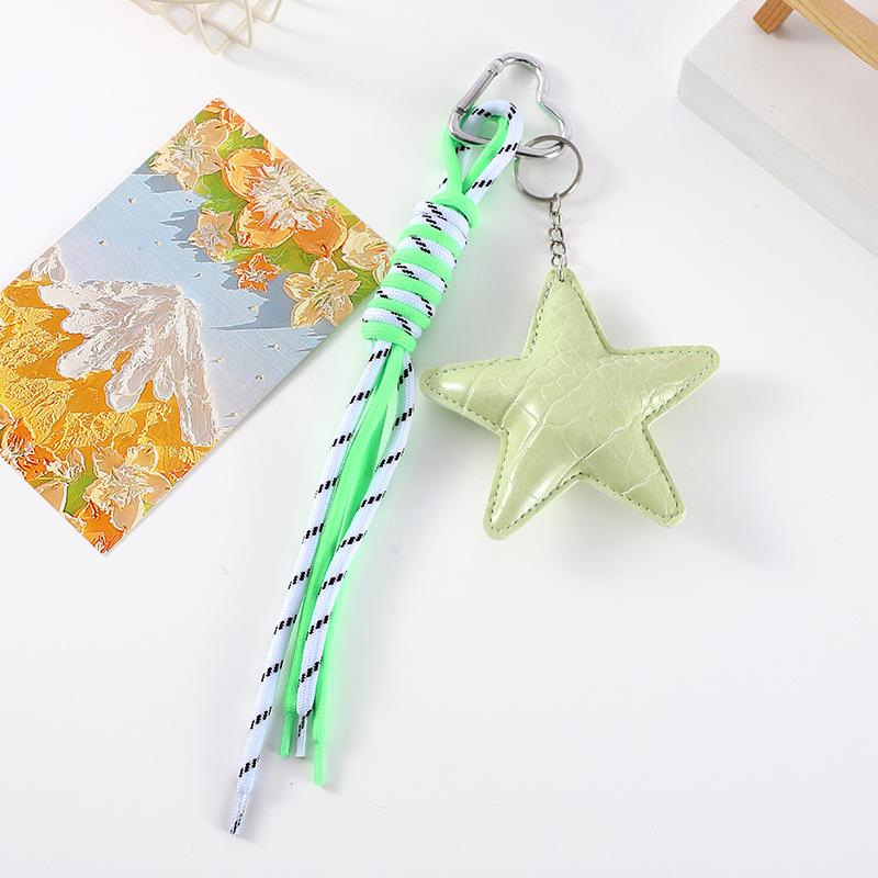 Pendentif Porte-clés Étoile Élégant avec Cordon en Cuir Tressé - Charme de Sac Style Ins & Dragonne de Téléphone.