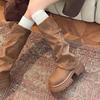 Popular retro Maillard heightened platform boots women's 2025 new summer but knee-thin knight boots