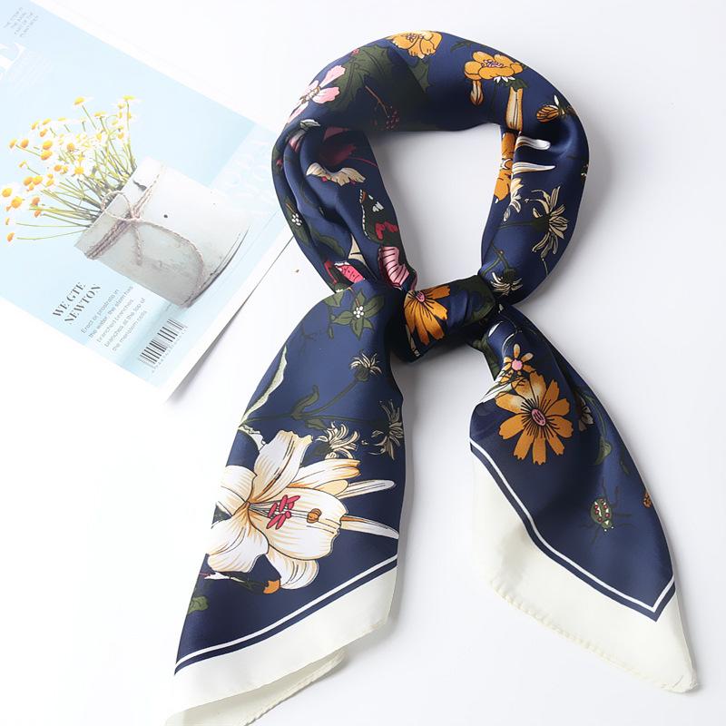 Luxury Silk Feeling Square Scarf Women 2024 Print Satin Neckerchief Spring Hair Band Foulard Bandana Echarpe Tie Shawl Wraps