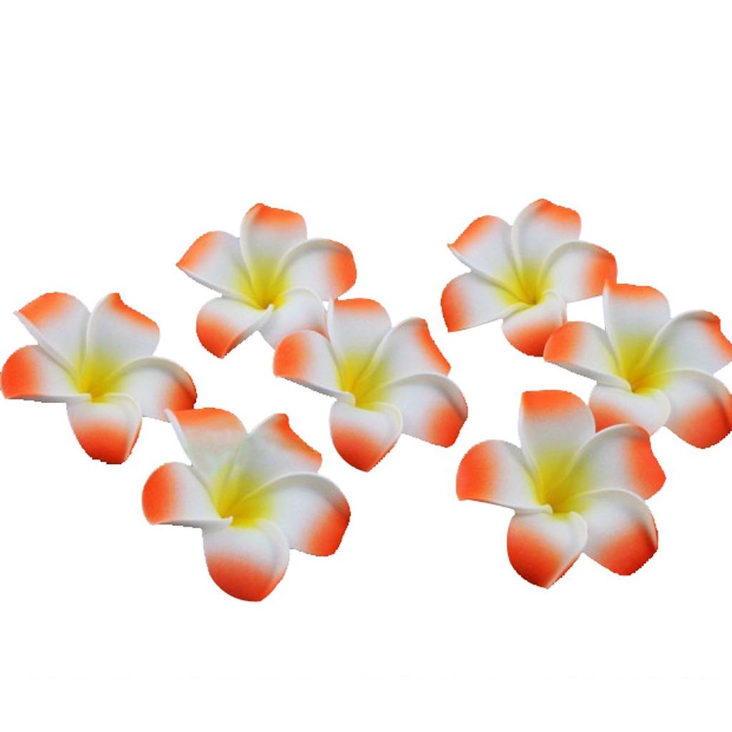 100Pcs 6Cm White Foam Flower Set Artificial Plumeria Hawaiian Frangipani for Wedding Party Decoration DIY Hair Accessories Beads
