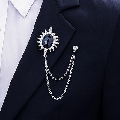 Nuovo Spilla a Catena con Nappa Vintage Spilla in Metallo con Cristallo Spille da Abito Camicia Colletto Distintivo Corpetto Spille da Risvolto per Uomo Gioielli Regali