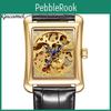 Watch Square Transparent Hollow Gucamel Mechanical Mens Watch Manual Mechanical Fashion Business Belt Watch