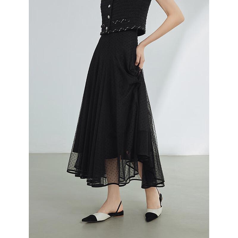 Langzi Retro Polka Dot High-Waist Skirt