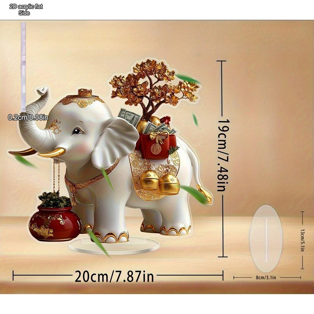 Golden Elephant Tabletop Ornamen Sign -Cartoon Style, Symbol of Auspiciousness and Wealth, Elephant Decorataion, Home Tabletop Decorations, Nurseries