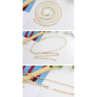 Διπλό Περλέ Γυναικεία Ζώνη Κομψή Ευέλικτη Ελαστική Μέση Σχέδιο Χάντρες