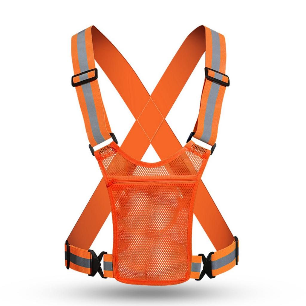 Adjustable Reflective Safety Vest High Visibility Safety Jacket with Strap for Night Work Running Bicycle