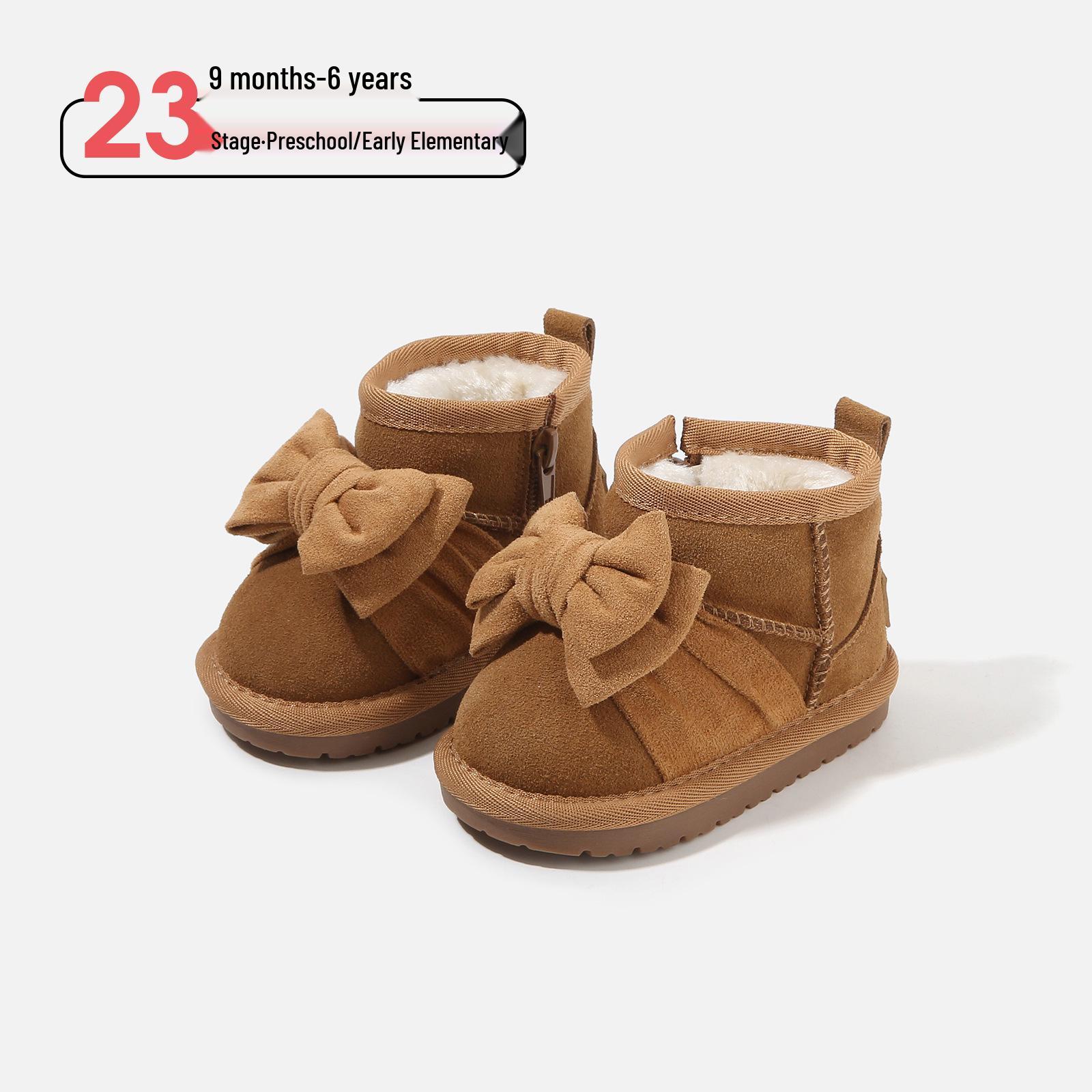 

Winter Cute Toddler Snow Boots with Bowknot, Plus Velvet, for Girls. Factory Order Sizes 15-19 (120 pairs) верблюд