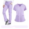 Women's Loose And Comfortable V-neck Short Sleeved Workwear With Top And Beauty Suit Set