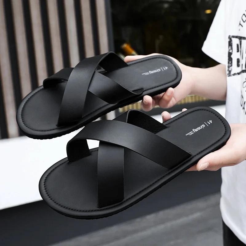 Men's Slippers Summer Casual Shoes for Men Outdoor Comfortable Soft Sole Anti Slip Waterproof Beach Sandals