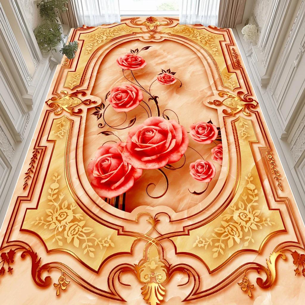 Rose Luxury Fluffy Carpets for Living Room Large Area Pink Decoration Home Bedroom Soft Rug Wedding Washable Anti Slip Floor Mat