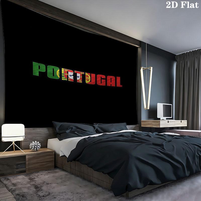 Portugal National Football Team Wall Tapestry Aesthetic Wall Hanging Printed Fabric Blanket Decorative Tapestries for Bedroom Living Room Home Decor