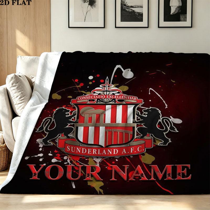1PC Sunderland A.F Custom Name Patterned Flannel Blanket Suitable For All Seasons for Home Decor Warmth and Comfort Gifts Holiday Present