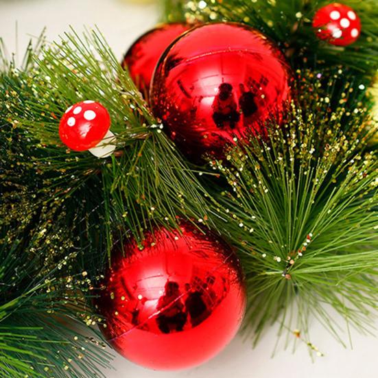 Christmas Wreath for Front Door Artificial Pine Needle Wreath with Balls Bows Flowers Merry Christmas Hanging Decor for Home Wall Window Porch Indoor