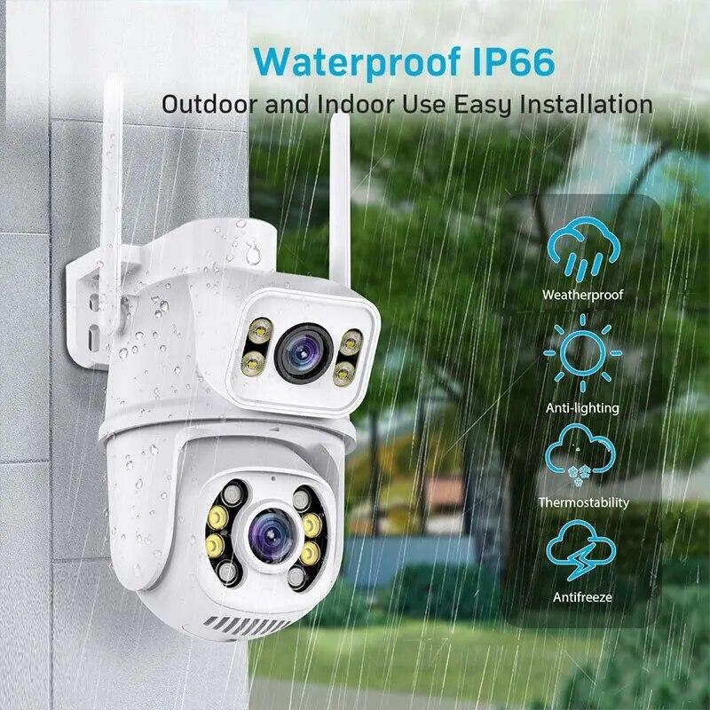 8MP 4K PTZ Wifi IP Camera Dual Lens Security Protection Ai Human Monitor Outdoor Waterproof Night CCTV Video Surveillance Camera