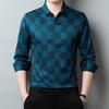 Men's Spring and Autumn Plaid Button Lapel Contrast Color Long Sleeve Business Casual Fashion Top