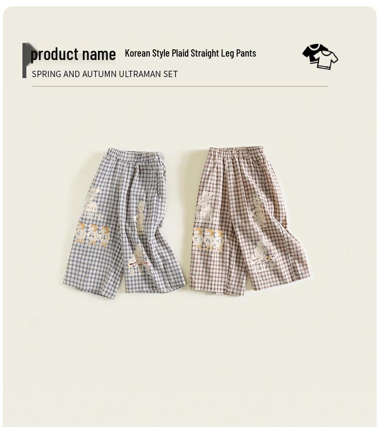 Kinder Cartoon Leinen-Baumwollhose im koreanischen Stil - 9/10 Länge, Atmungsaktive Frühlings-/Herbsthose