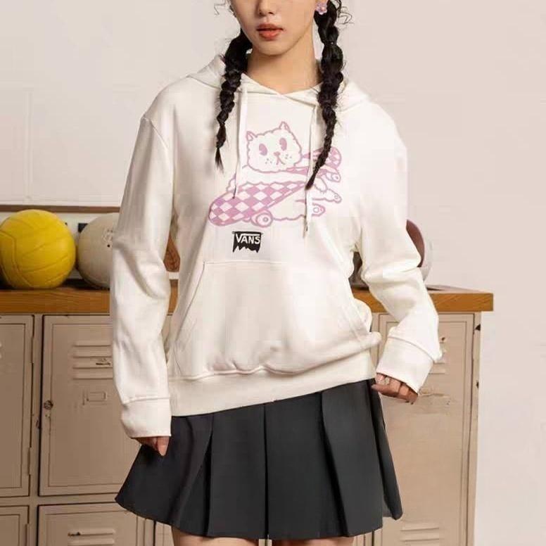 Vans Bluza z kapturem z kreskówkowym napisem Damskie bluzy Off-White VN000GNNFS8