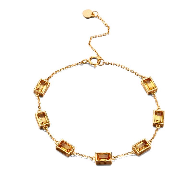 S925 Silver Light Luxury Jewelry Dream Come True Faceted Natural Crystal Bracelet for Women Candy Color Amethyst Olive Topaz